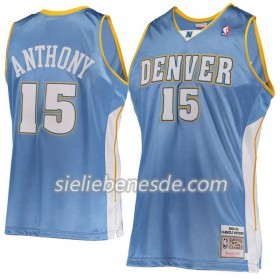 Herren NBA Denver Nuggets Trikot Carmelo Anthony 15 Hardwood Classics Blau Swingman